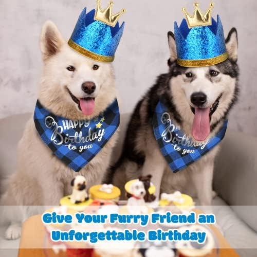 Set de costume de naștere pentru câini, băiat pentru ziua de naștere a coroanei pălăriei de coroană de patdană cu papion și