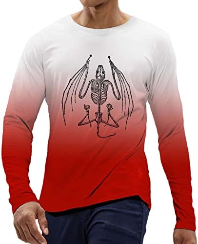Qiyin Halloween Cămașă pulovere pentru bărbați cu scrisoare de modă imprimare hanorac lung, lung, cămăși de fitness musculare