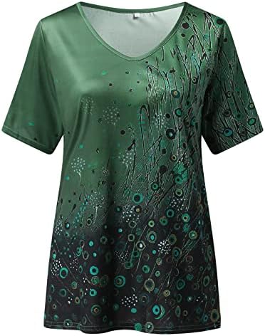 Zdfer Tops de vară pentru femei Fashion Body Print Bluză cu mânecă scurtă V Tunică pentru gât Tunică Casual Casual Tricouri