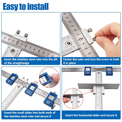 Set rapid de Cabinet de foraj Jig / șablon pentru instalare ușoară pentru mânere și butoane pe uși și fronturi sertar-albastru din oțel inoxidabil.