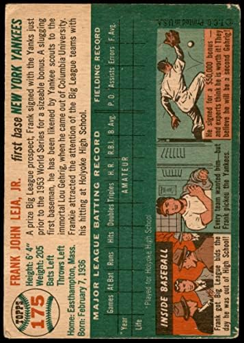 1954 Topps 175 Frank Leja New York Yankees Dean's Cards 1.5 - Fair Yankees