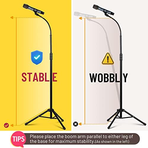 Cahaya Dual-Useshod Microfon Stand With Thone Thoneeck Floor Stand Portable cu geantă de transport și 2 clipuri pentru microfon