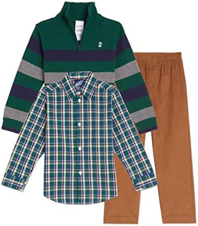 Izod Boys' 3-bucata pulover, cămașă rochie, și pantaloni Set