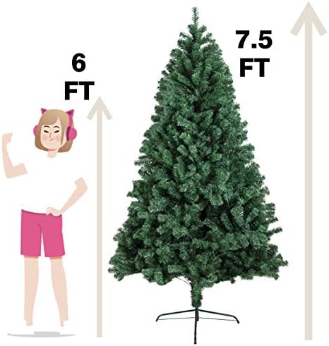 7,5 FT 1.800 sfaturi artificiale Crăciun pin copac decor de vacanță cu suport metalic asamblare ușoară pentru Decor în aer