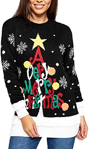 TOPUNDER femei Crăciun cerb cald Tricotate Maneca lunga Pulover Jumper top bluza