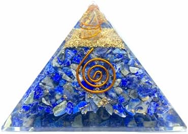 Spiritual Elementz Lapis Lazuli Orgone Piramidă Reiki Vindecare Chakra încărcată cu pietre prețioase și inel de metal din cupru