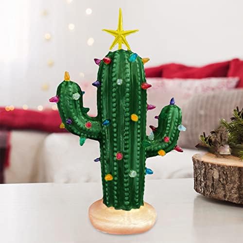 Cactus brad de Crăciun cu lumini din rășină luminată ceramică de Crăciun Vintage de Crăciun Cactus decor Lumina de Crăciun