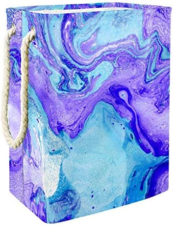 DJROW rufe Decorative împiedică Abstract albastru și Violet culori luminoase mixte marmură coș de depozitare pliabil cu mânere