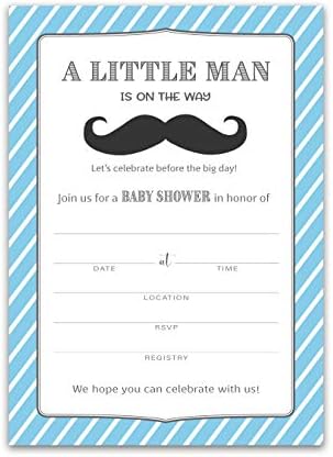 Invitații de duș pentru bebeluși cu mustață-pachet de 25-Invitații de duș pentru bebeluși pentru bebeluși pentru copii