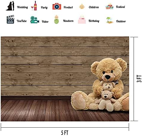 VIDMOT placă de lemn jucărie urs fundal pentru tort decor de masă fundal 5x3ft Baby Shower decoratiuni petrecere de Ziua Copilului