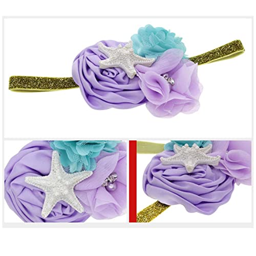 VEICOSTT Starfish Mermaid Headbands cu bandă de păr de flori pentru fete pentru copii Accesorii de păr ZHB27