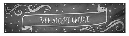 Cgsignlab | „Acceptăm banner de credit -chalk” rezistent la vânt, cu ochiuri de vinil din ochiuri exterioare | 8'X2 '