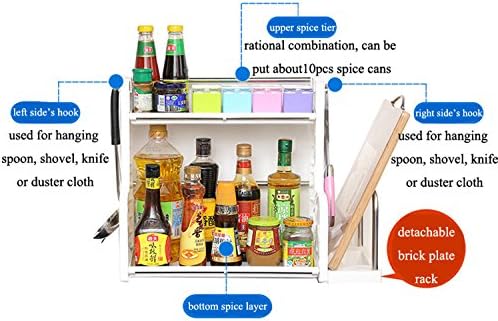 Linching multi -funcții duble Tiers Spice și bucătărie pentru gătit din plastic raft de raft pentru raft