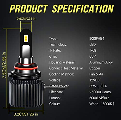 Globled 9006 HB4 LED Faruri Kit Bulb High Beam Low All -in -One Conversie 70W 10000lm 6000k Cool White Mașină Mini cu substrat