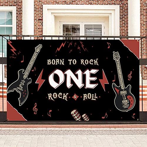 Crencis one Rocks 1st Birthday Decorations, mare Creative One Rocks Birthday Banner background, Rock and Roll primul fundal
