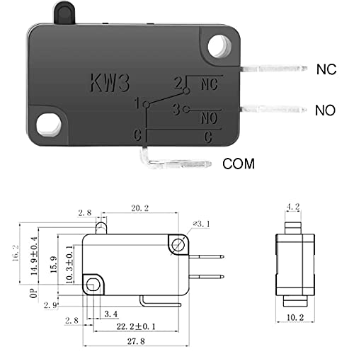 DKARDU 15 buc 16A SPDT Snap acțiune buton Micro limita comutator 125V/250V pentru cuptor cu microunde usa Arcade KW3 de MUZHI