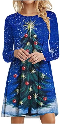 Femei Midi cămașă rochie Crăciun 3D imprimare Mâneci lungi Y2K Rockabilly vacanță Plajă Casual Sundress pulover rochie