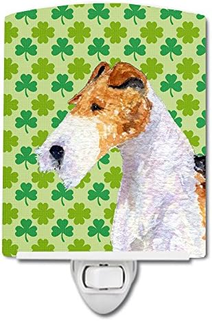 Caroline 's Treasures SS4409CNL Fox Terrier St. Patrick' s Day Shamrock Portrait Ceramic Night Light, Compact, certificat UL,