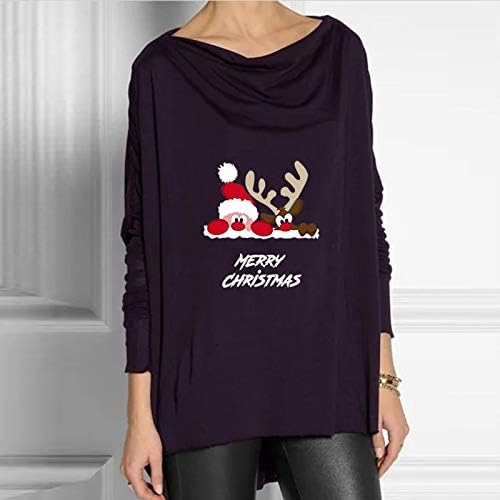 Xmas_TopsWomens Moda Ziua De Crăciun Model Imprimare Hanorac Rochie Maneca Lunga Topuri Reindeer Moose Elk Deer