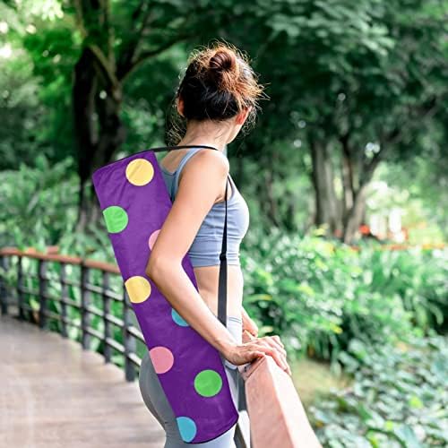 RATGDN Yoga Mat Bag, drăguț colorat Polka Dot exercițiu Yoga mat Carrier Full-Zip Yoga Mat Carry Bag cu curea reglabilă pentru