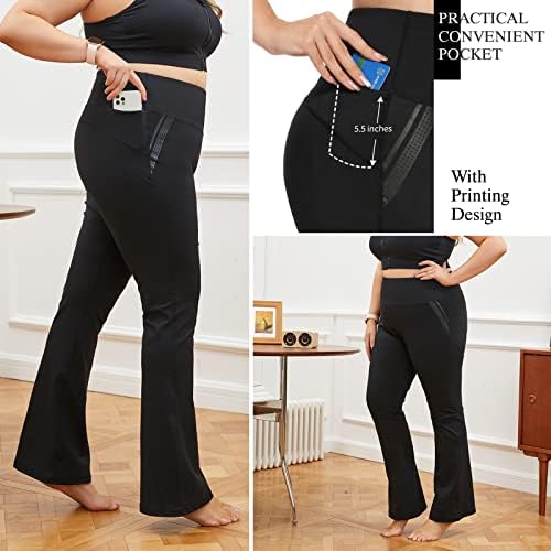 Rochie pentru femei plus dimensiuni jambiere cu yoga cu buzunar cu talie înaltă întindere pantaloni cu picioare evazate pentru