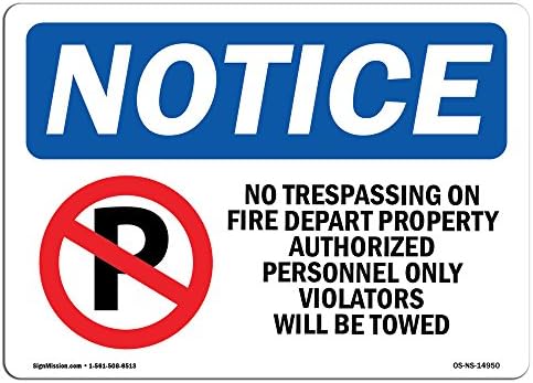 Semn de notificare OSHA - Fără încălcare pe semnul departamentului de foc cu simbol | Decalarea etichetei de vinil | Protejați