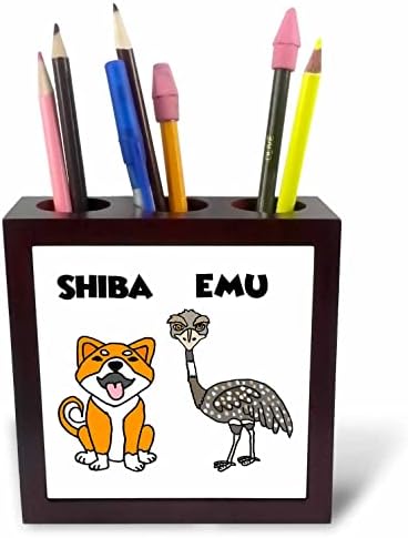 3drose amuzant Cool Camera porc Emu pasăre și Shiba Inu câine joc de cuvinte Cartoon-Tile Pen titularii