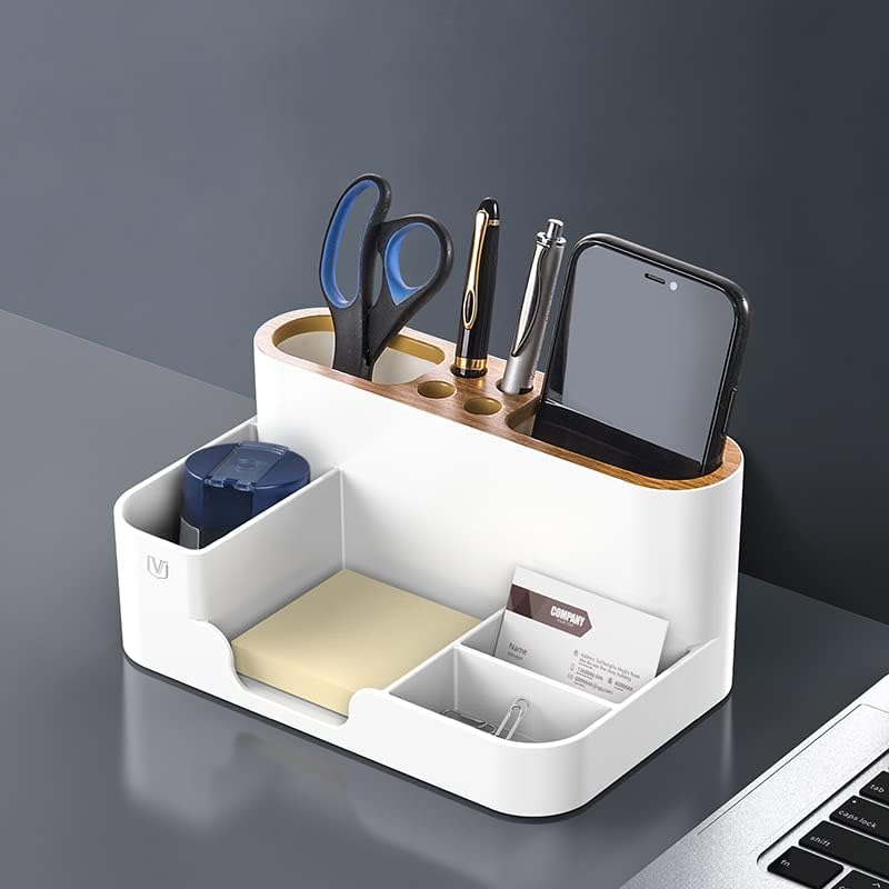 Suport stilou alb pentru organizator birou și accesorii & amp; organizatori Spațiu de lucru organizator desktop multifuncțional