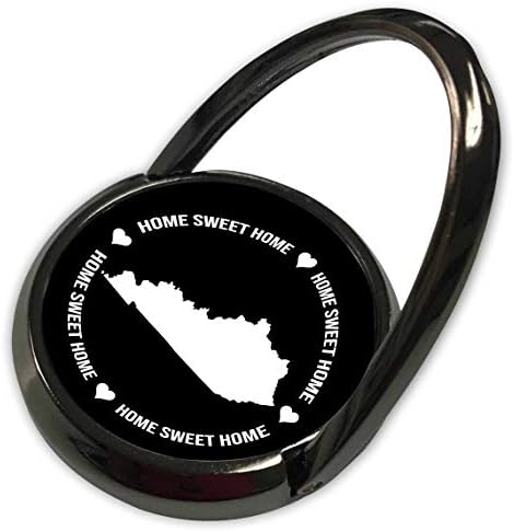 3Drose Stamp City - Tipografie - Kentucky în interiorul unui cerc de casă dulce acasă și inimi pe negru. - Inel de telefon
