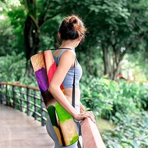 RATGDN Yoga Mat Bag, Rainbow Crayon creioane Exercitarea Yoga Mat Carrier Full-Zip Yoga Mat Carry Bag cu curea reglabilă pentru