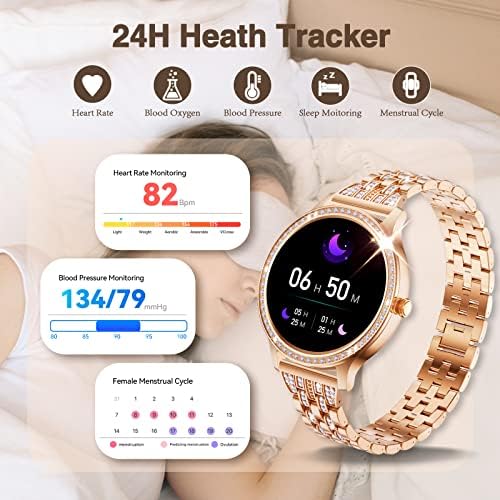 Ceas inteligent pentru femei, HD Tucal Screen HD Women Smart Watch, ceas inteligent cu tensiune arterială monitor de ritm cardiac,