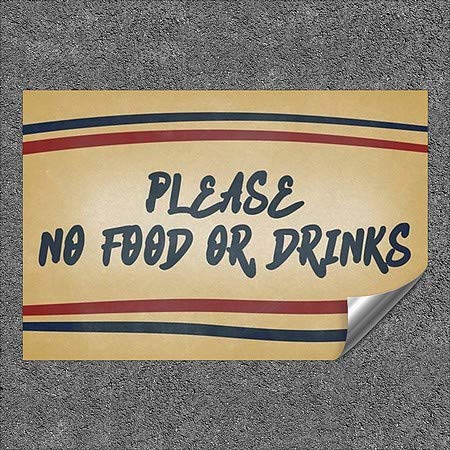 CGSIGNLAB | Vă rugăm să nu există mâncare sau băuturi-dungi de nostalgie Decalarea peretelui de aluminiu auto-adeziv industrial