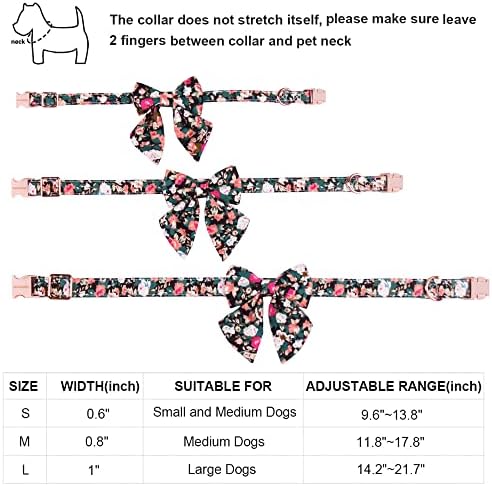 Guler de câine Adoggygo cu arc, bumbac reglabil gulere pentru câini detașabile pentru bumbac pentru animale de companie mici