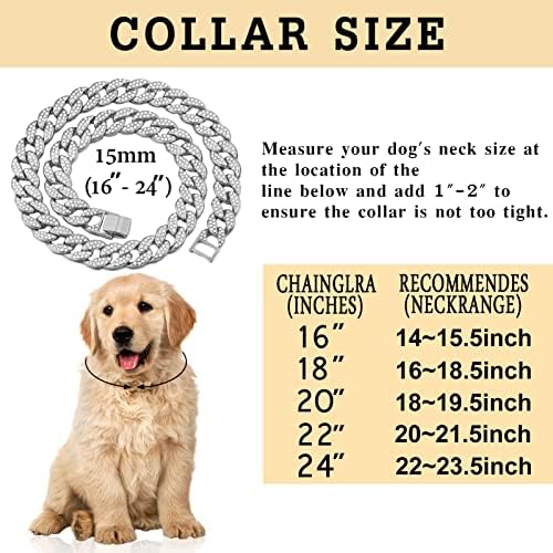Flatfoosie Gold Chain Collar Diamond Diamond Link Link Guler pentru câini durabil pentru mersul în afara mersului securizat