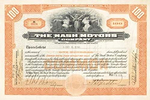 Nash Motors Co. - Certificat De Stoc