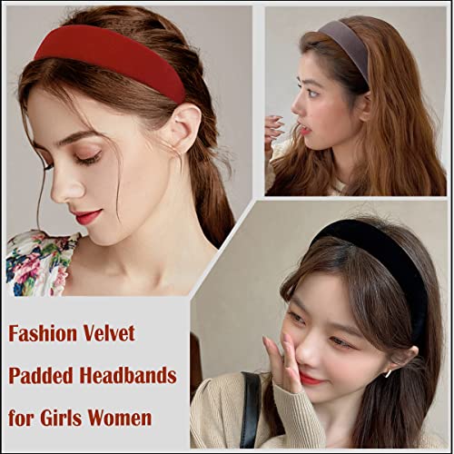 Yazhaoup Velvet căptușit Headbands pentru femei Fete Wide Fashion Hair Headbands No Slip soft Hair Hoops Headwear Set de 4