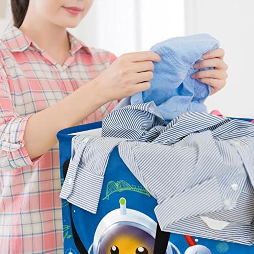 Funny Cartoon Astronaut Earth Print rufe pliabile împiedică, 60L coșuri de rufe impermeabile coș de spălat haine jucării depozitare