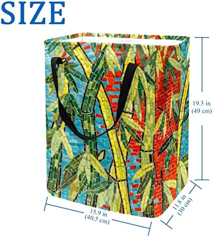 Coș de rufe DJROW mozaic bambus Geometric haine pliabile de mare capacitate împiedică cu mânere coș de depozitare pentru pături