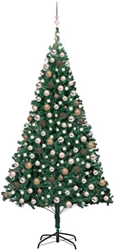 Arbore de Crăciun artificial cu LED -uri și set de bile, decorațiuni de vacanță Crăciun, pom de Crăciun pridvor, brad de Crăciun