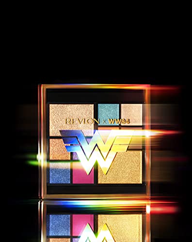 REVLON X WW84 The Wonder Woman Face & amp; Eyeshadow Palette, 10 culori îndrăznețe amestecabile, finisaje mate, metalice și