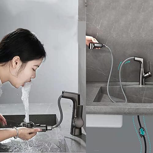 Robinet de chiuvetă cu pulverizator de ridicare, robinet Mixer pentru apă caldă și rece Dual Mode, mâner unic, multifuncțional,