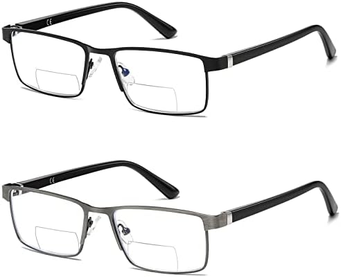 LKEYE Bifocal lectură ochelari barbati Albastru Lumina calculator cititori clar Top Designer cadru metalic Moda Primăvară balama