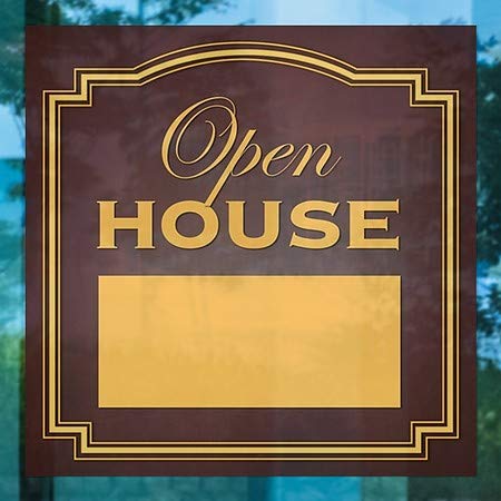 Cgsignlab | Fereastra „Open House -Classic Brown” Cling | 5 x5