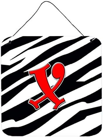 Comorile lui Caroline Cj1024-Xds66 scrisoare X monogramă inițială-perete roșu zebră sau ușă imprimeuri suspendate, semn metalic