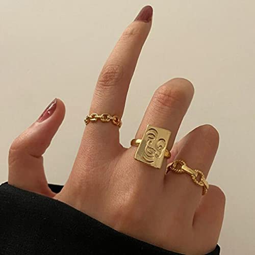 Golden Smiley Face Twist Ring împletit INDEX FEMENȚĂ Finger Personalitate retro Inel simplu