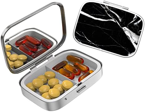Cutie drăguță pentru pilule mici pentru buzunare și poșete, cutie elegantă pentru pilule face un cadou grozav, 2 compartimente