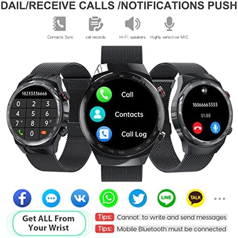 Suinsist Smart Watch for Men, AK26 Smartwatch pentru telefoane Android și iOS, tracker de fitness cu monitor de somn/HR, ecran