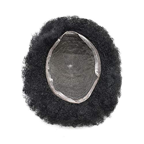 Face MIRACLE Mens Toupee Afro cret Hairpiece pentru negru afro-American Pervers Brazilian Remy Hair toate dantelă transparentă