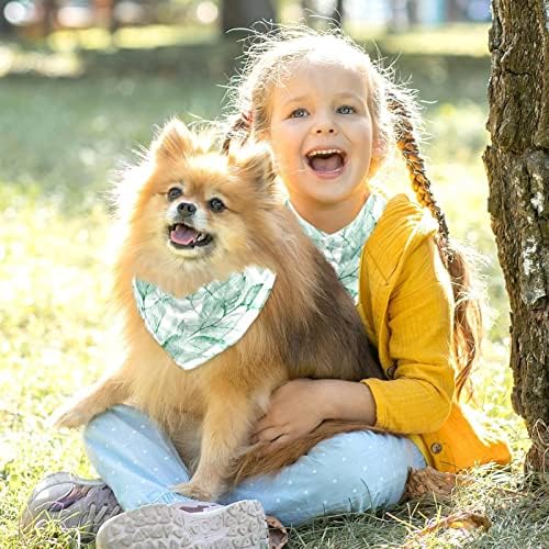 Bandanas pentru câini 2pcs Green lasă modelul perfect fără moiffon moale cățeluș de cățeluș de cățeluș triunghi pentru animale