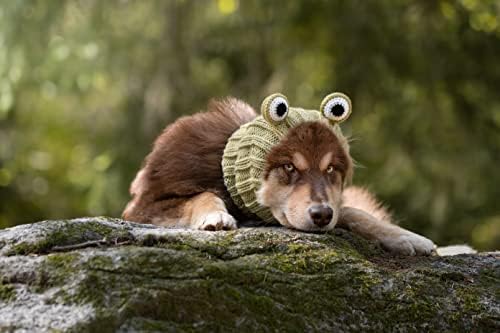 Costum de broască Zoo Snoods pentru câini și pisici Halloween - Fără capotă fără urechi pentru animale de companie, urechi